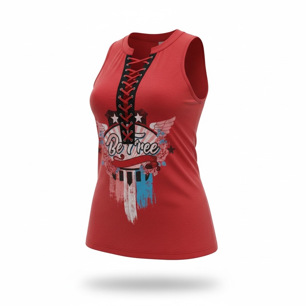 No Boundaries Red Graphic Tank Top Large